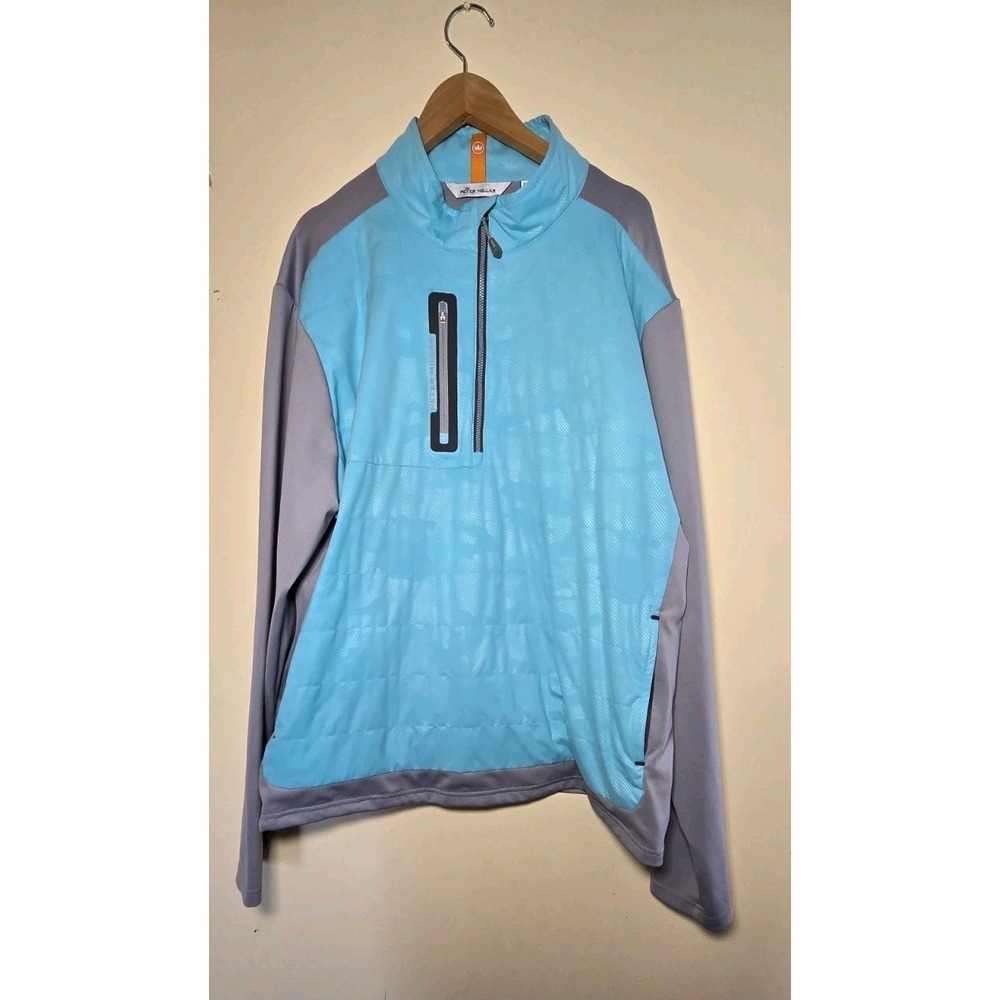 Peter Millar Crown Sport Weld Elite Hybrid 1/4 Zip SZ XXL Beach Glass Teal GOLF